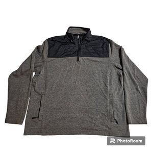 Eddie Bauer Men's Fleece Pullover XL 1/4-Zip Hiking Outdoors Workwear Gray & Blk